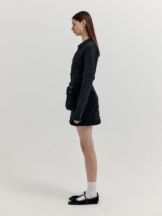 Eenk Xopo Quilted Pocket Mini Skirt - Black