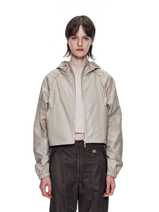 MATIN CROP HOODY COATING JUMPER IN BEIGE