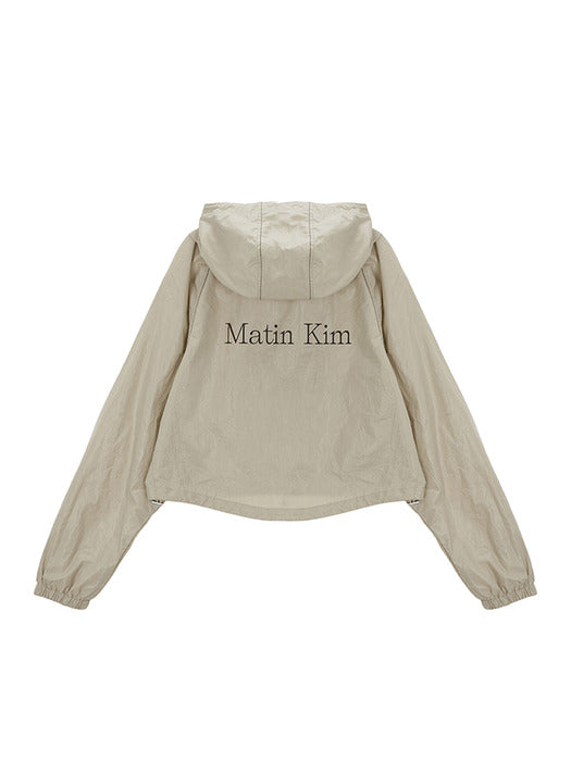 MATIN CROP HOODY COATING JUMPER IN BEIGE