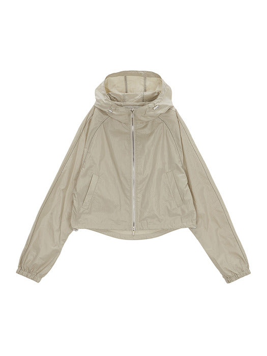 MATIN CROP HOODY COATING JUMPER IN BEIGE