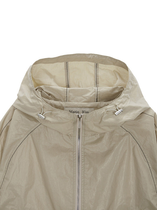 MATIN CROP HOODY COATING JUMPER IN BEIGE