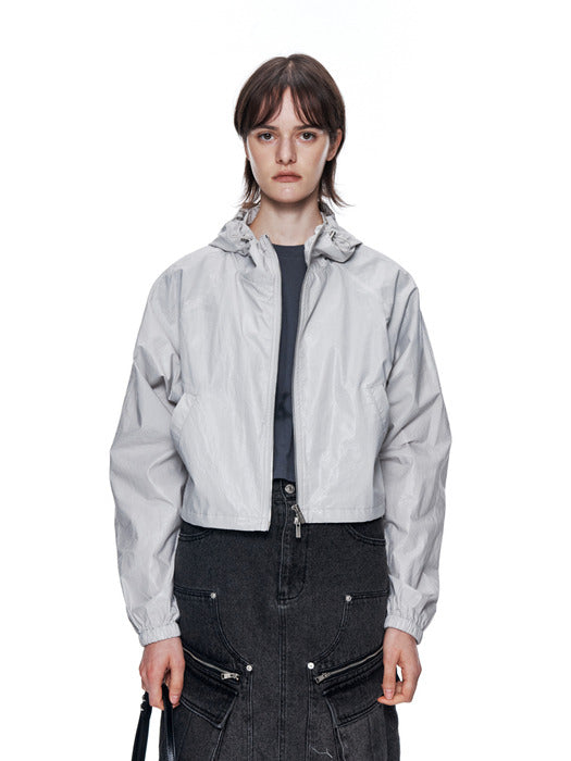 MATIN CROP HOODY COATING JUMPER IN GREY