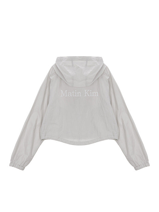 MATIN CROP HOODY COATING JUMPER IN GREY