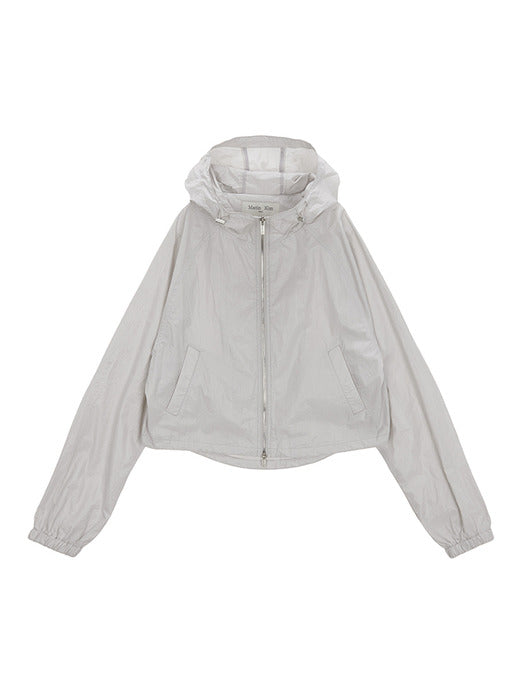 MATIN CROP HOODY COATING JUMPER IN GREY
