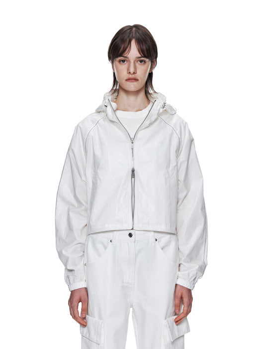 MATIN CROP HOODY COATING JUMPER IN IVORY