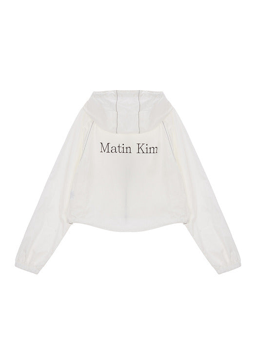 MATIN CROP HOODY COATING JUMPER IN IVORY