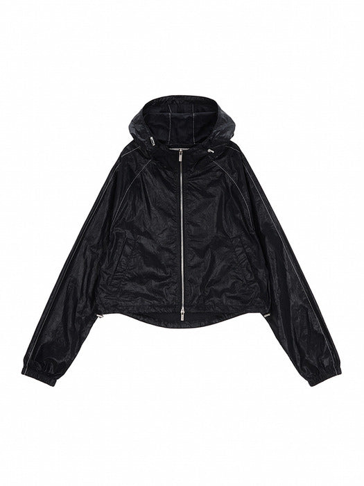 MATIN CROP HOODY COATING JUMPER IN BLACK