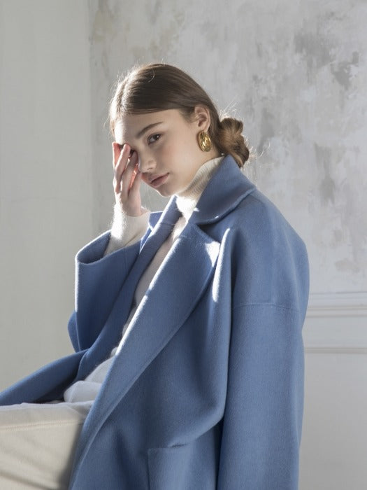 [TILLIDIE] Premium handmade wool vivid coat (SKYBLUE)