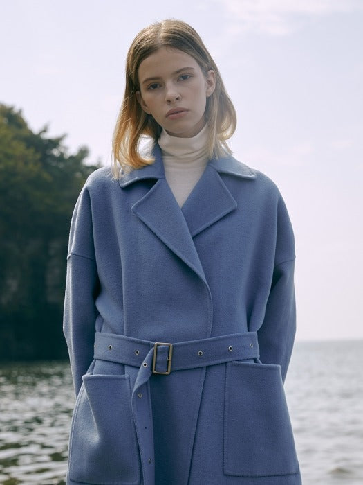 [TILLIDIE] Premium handmade wool vivid coat (SKYBLUE)