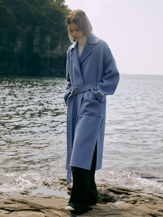 [TILLIDIE] Premium handmade wool vivid coat (SKYBLUE)