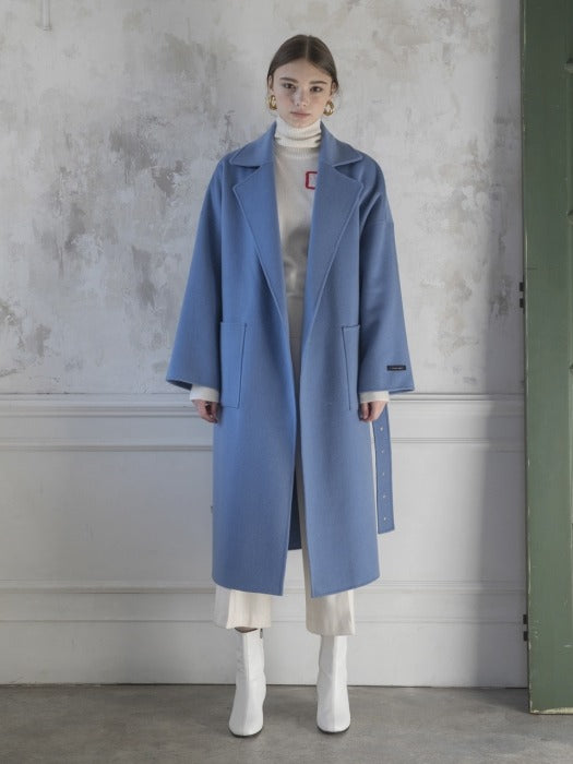 [TILLIDIE] Premium handmade wool vivid coat (SKYBLUE)