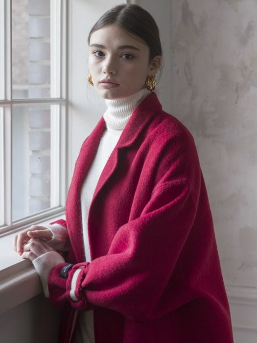 [TILLIDIE] Premium handmade alpaca buckle sleeve coat (RED)