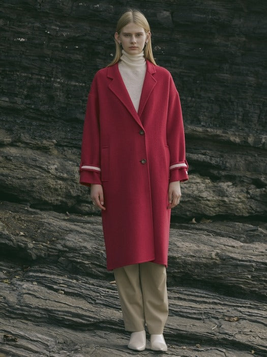 [TILLIDIE] Premium handmade alpaca buckle sleeve coat (RED)