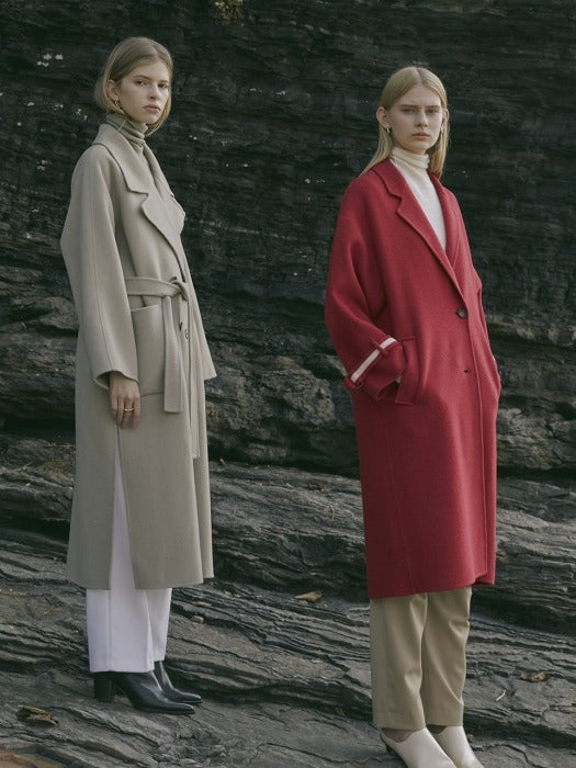 [TILLIDIE] Premium handmade alpaca buckle sleeve coat (RED)