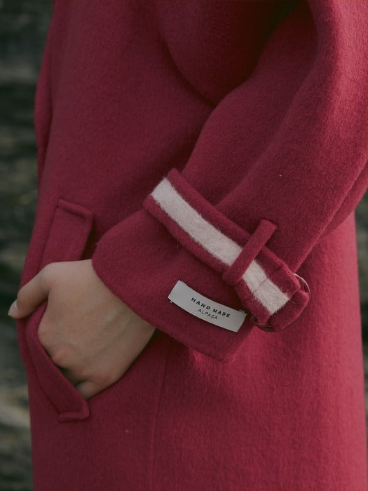 [TILLIDIE] Premium handmade alpaca buckle sleeve coat (RED)