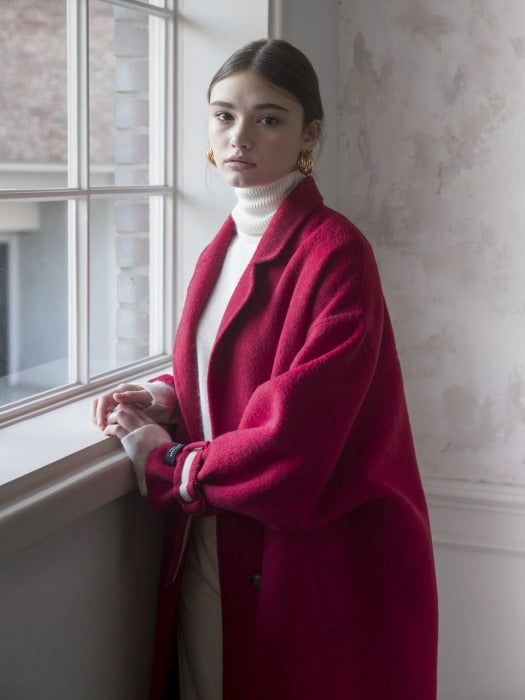 [TILLIDIE] Premium handmade alpaca buckle sleeve coat (RED)