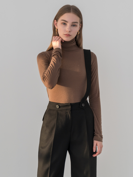 [TILLIDIE] Tencel basic turtle neck tee in brown_