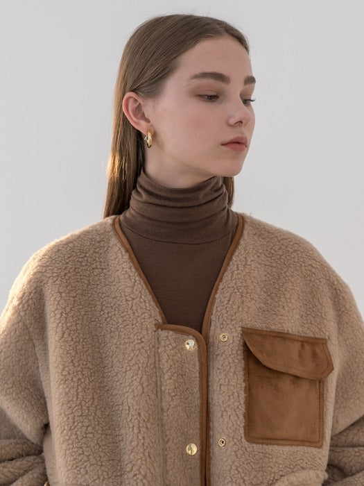 [TILLIDIE] Tencel basic turtle neck tee in brown_