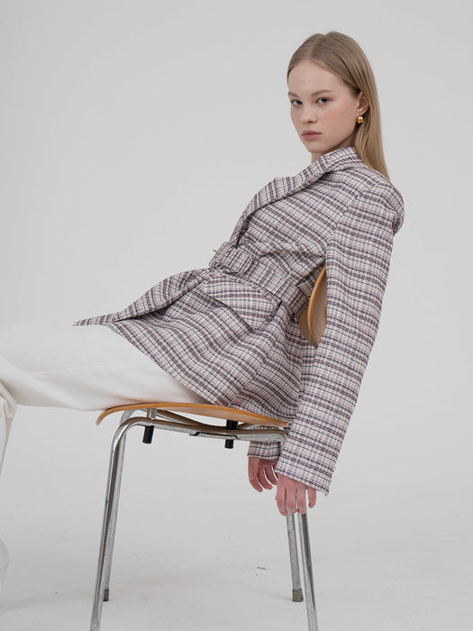 [TILLIDIE] Multi check tailored blazer by tweed_