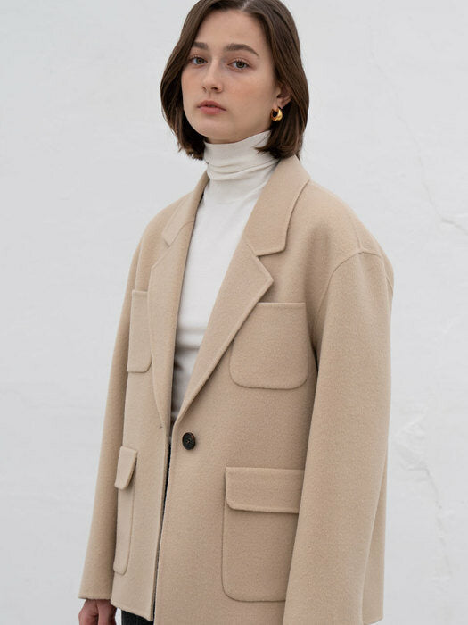 [TILLIDIE] Pointed pocket wool jacket (2color)