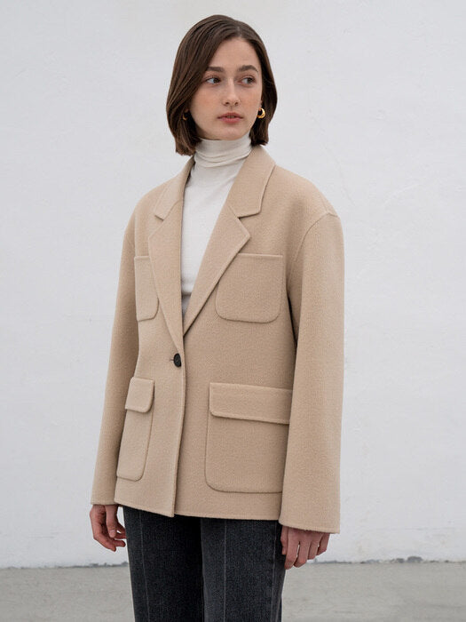 [TILLIDIE] Pointed pocket wool jacket (2color)