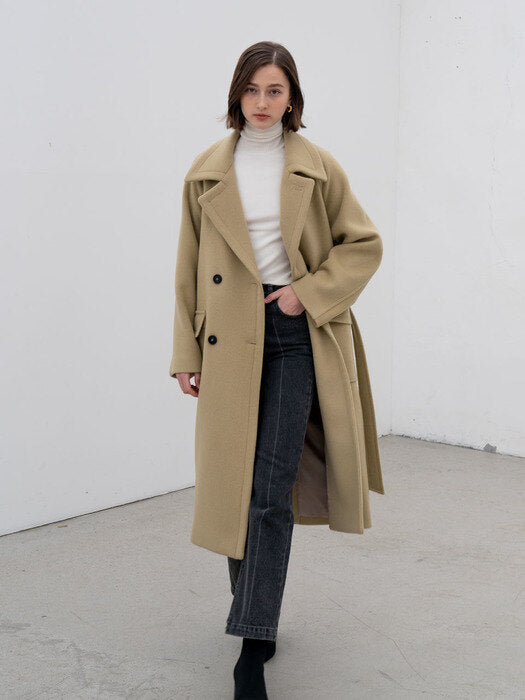[TILLIDIE] Double breasted oversized wool coat (2color)