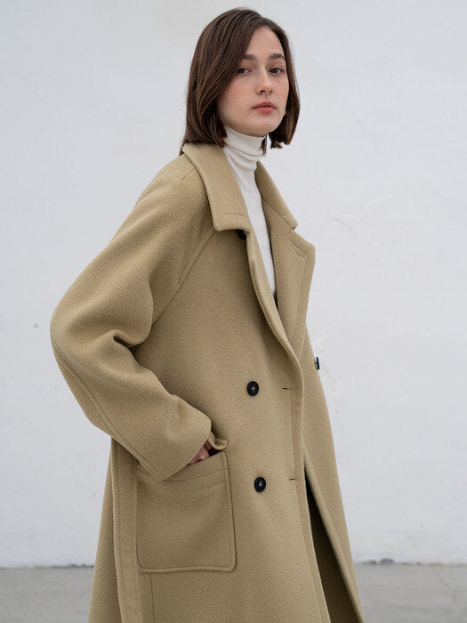 [TILLIDIE] Double breasted oversized wool coat (2color)