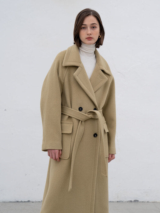 [TILLIDIE] Double breasted oversized wool coat (2color)