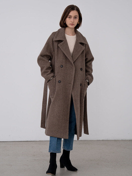 [TILLIDIE] Double breasted oversized wool coat (2color)