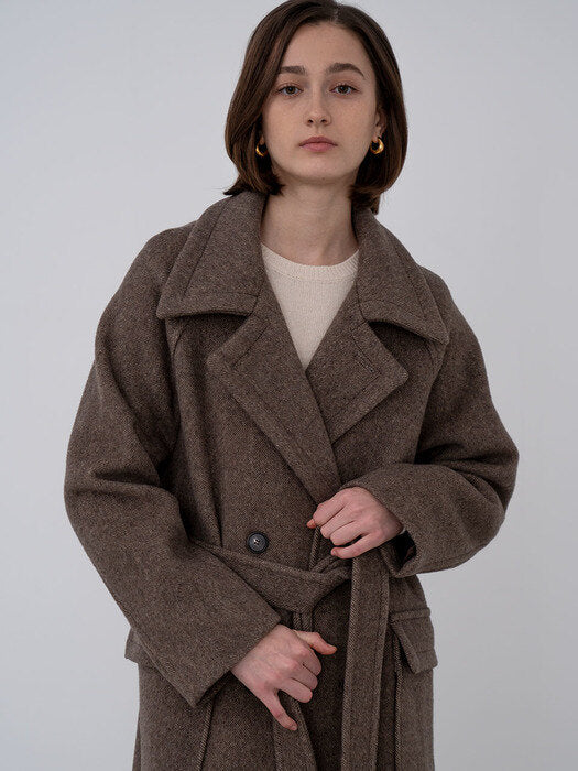[TILLIDIE] Double breasted oversized wool coat (2color)