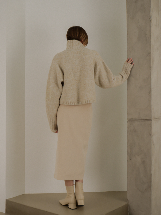 [TILLIDIE] Wool Cropped Turtleneck Knit(Oatmeal)