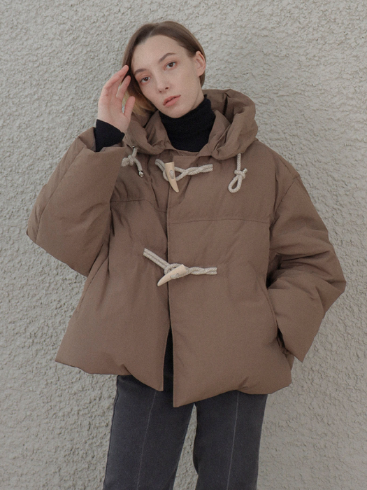 [TILLIDIE] Toggle Hoddie Padding(Brown)