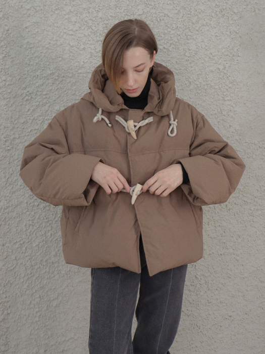 [TILLIDIE] Toggle Hoddie Padding(Brown)