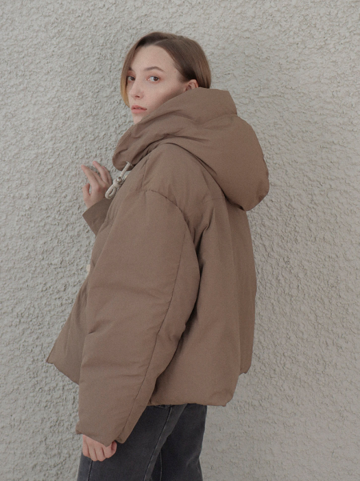 [TILLIDIE] Toggle Hoddie Padding(Brown)