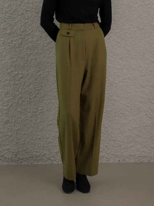 [TILLIDIE] Wool Wide Pants(Olive)