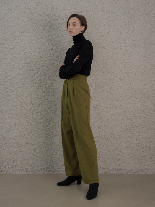 [TILLIDIE] Wool Wide Pants(Olive)