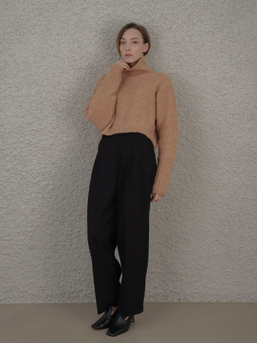 [TILLIDIE] Wool Cropped Turtleneck Knit(Coral)