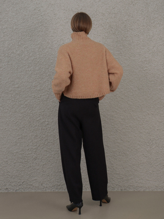 [TILLIDIE] Wool Cropped Turtleneck Knit(Coral)