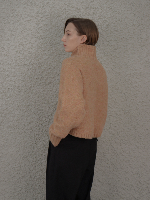[TILLIDIE] Wool Cropped Turtleneck Knit(Coral)
