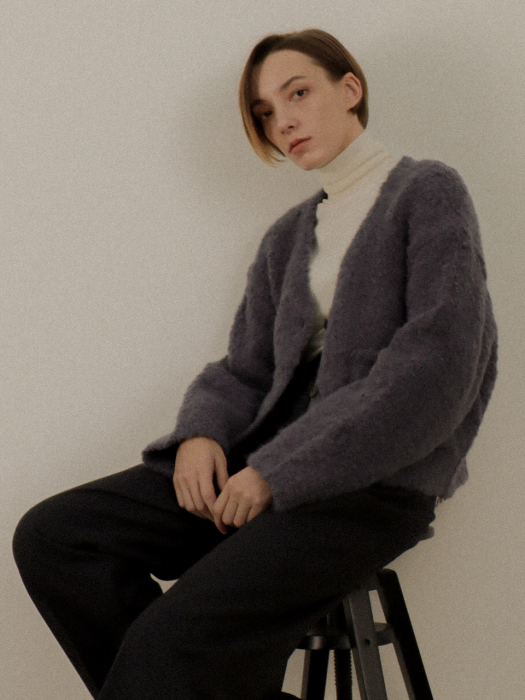 [TILLIDIE] Alpaca Puffy Cardigan(Greyblue)
