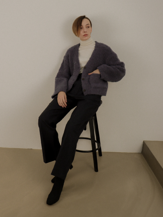 [TILLIDIE] Alpaca Puffy Cardigan(Greyblue)