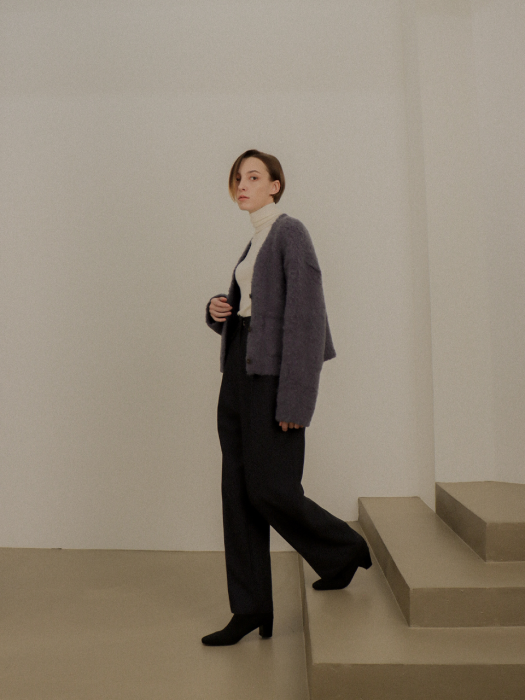 [TILLIDIE] Alpaca Puffy Cardigan(Greyblue)