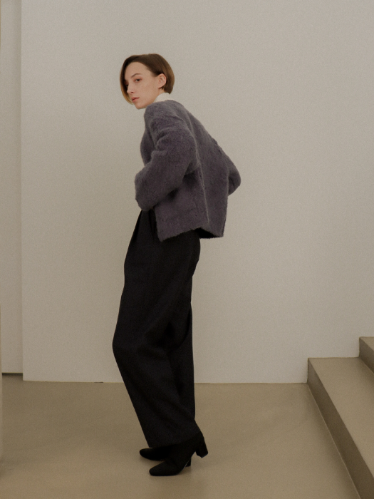 [TILLIDIE] Alpaca Puffy Cardigan(Greyblue)