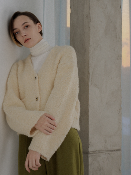 [TILLIDIE] Alpaca Puffy Cardigan(Ivory)