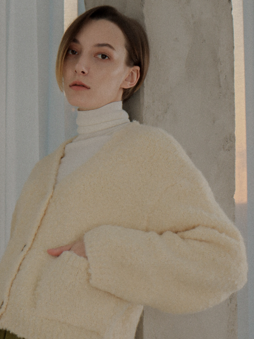 [TILLIDIE] Alpaca Puffy Cardigan(Ivory)