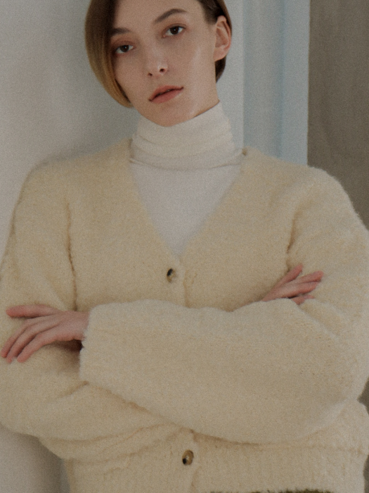 [TILLIDIE] Alpaca Puffy Cardigan(Ivory)