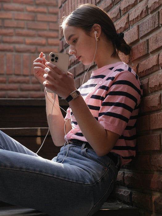 [TILLIDIE] Terry stripe summer knit(Pink&Navy)