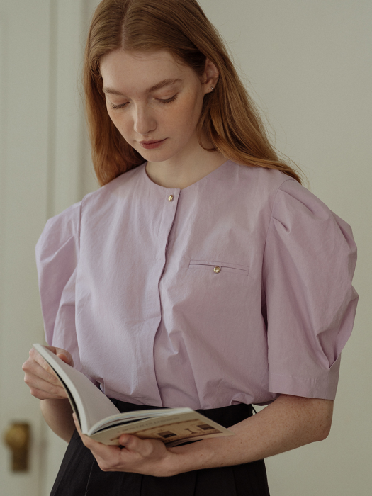 [TILLIDIE] Volume half sleeve blouse(Purple)