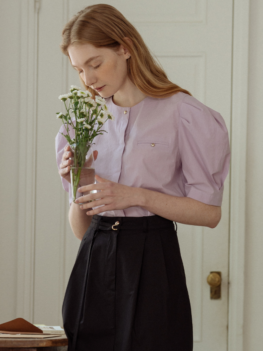 [TILLIDIE] Volume half sleeve blouse(Purple)