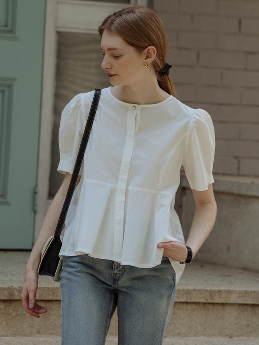 [tillidie] Pearl point flare blouse